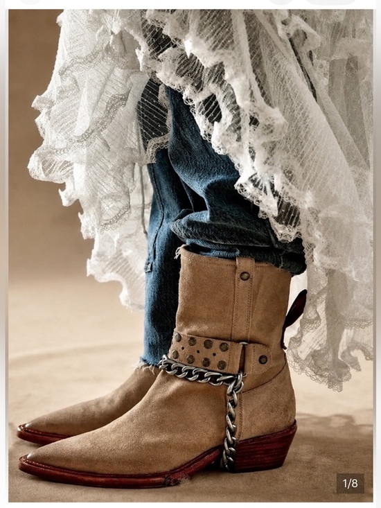 Free People Shoes - Free People Aiden  Chain Boots Camel  oiled suede